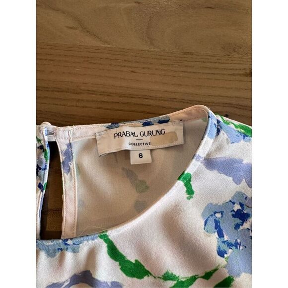 Prabal Gurung Cream Brushstroke Floral Blouse Top - Picture 7 of 8